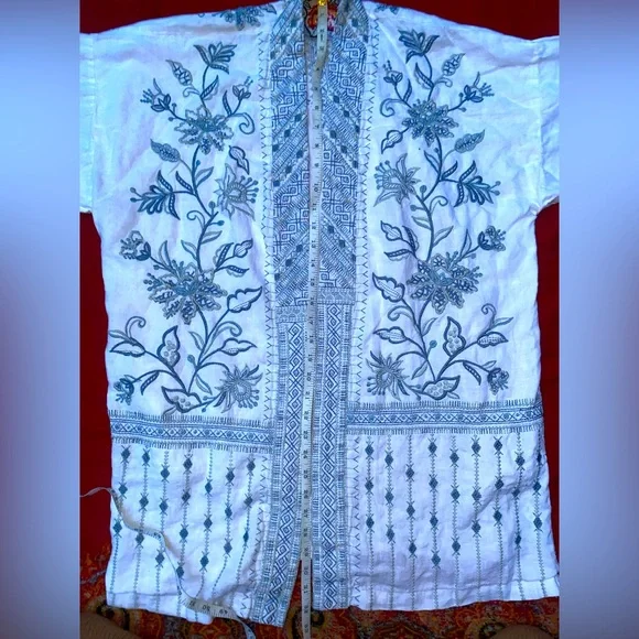 Rare Johnny Was Embroidered Linen Kimono - Picture 9 of 16